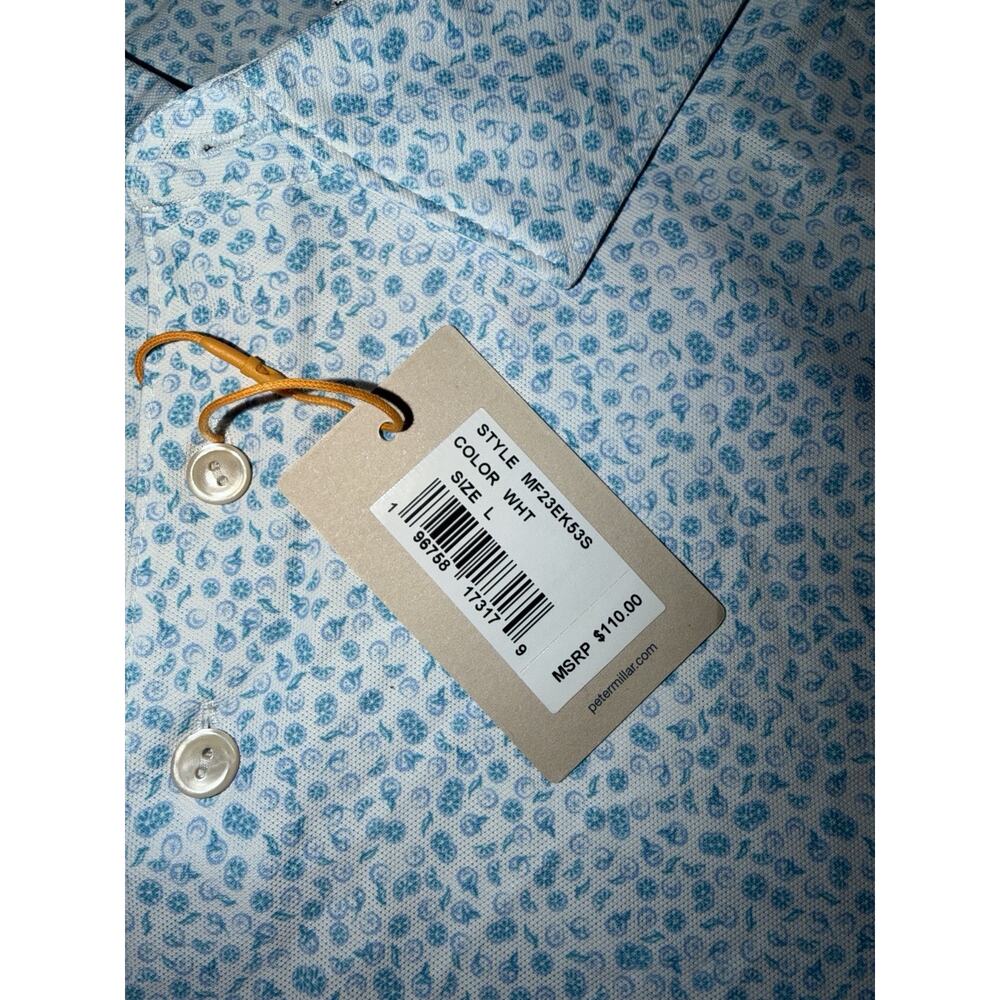 Peter Millar Men's White Cara Cara Textured Performance Crown Sport Polo Shirt - Picture 5 of 5